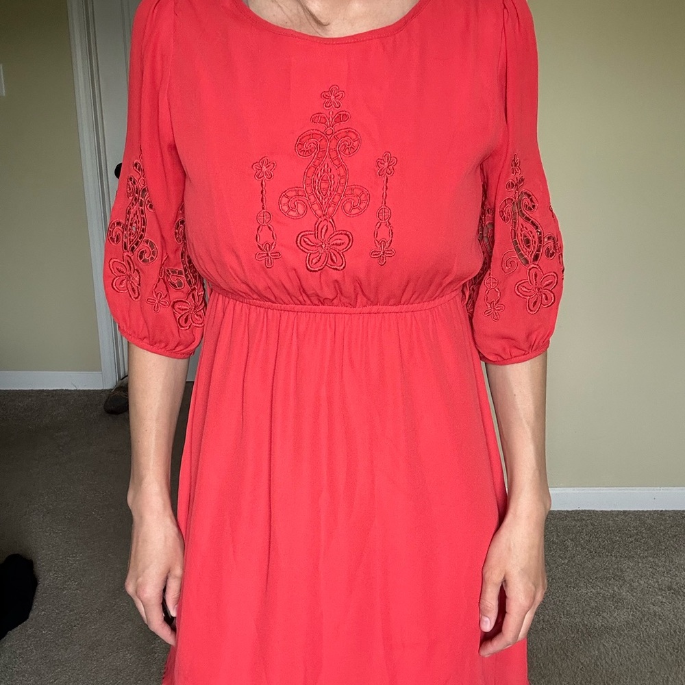 Ya Los Angelos| Elegant orange Embroidered Dress
